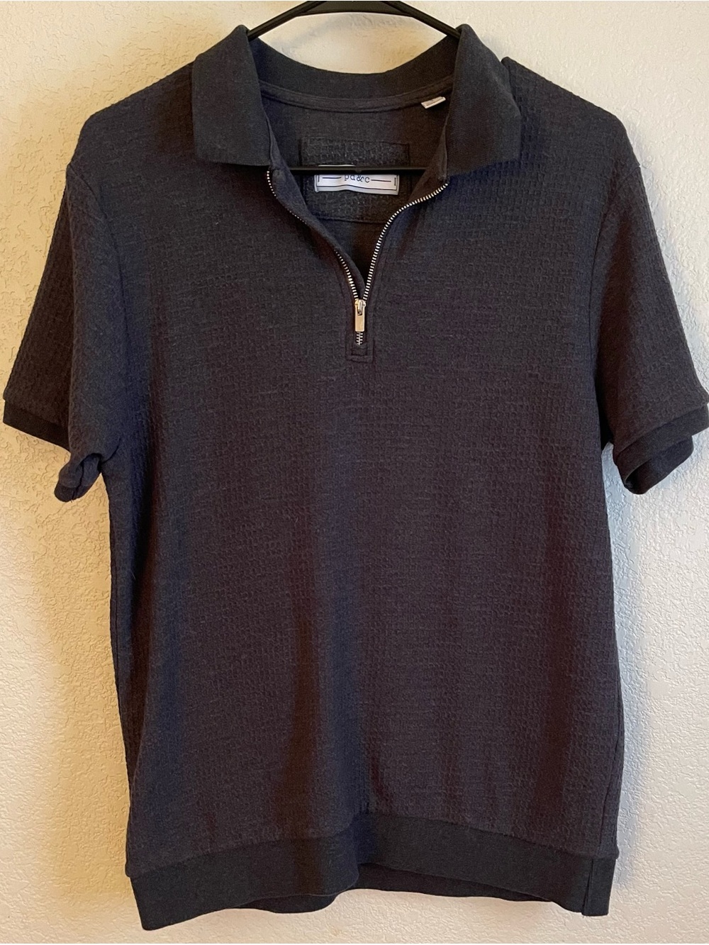 PD&C Black Short-Sleeve Zip Polo